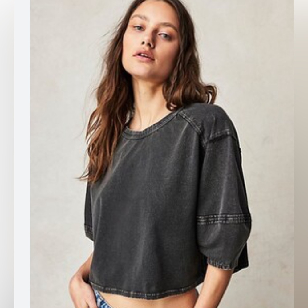 Free People We the Free Krista Tee in Black